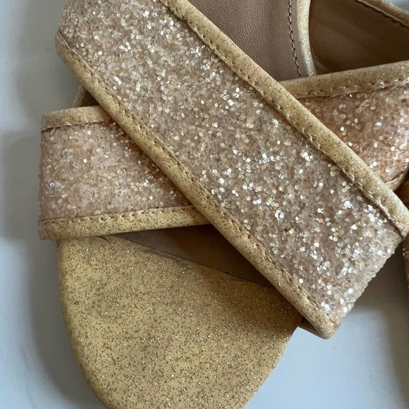 J Crew Buff Glitter Cora Criss Cross Sandals Gold - Picture 4 of 8